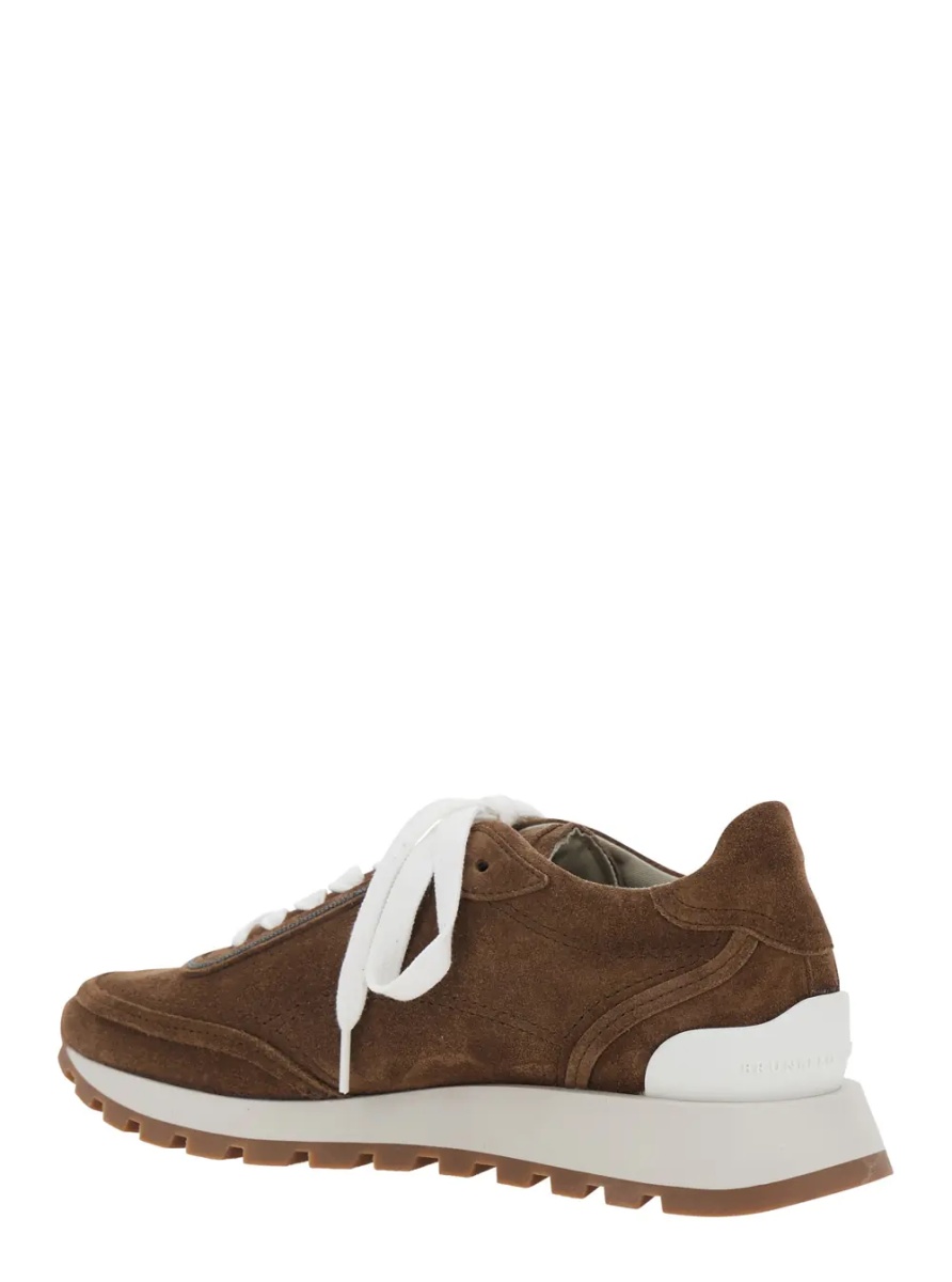 Sneakers Brown Low Top Sneakers with Perforated Round Toe and Rubber Sole in Suede for Women - Img 3