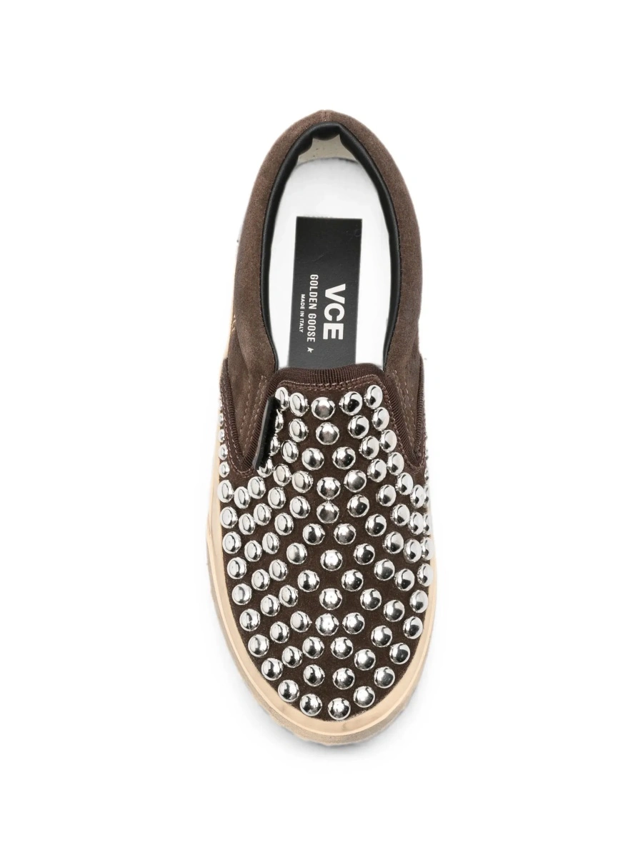 Sneakers Brown Low Top Sneakers with Stud Embellishment in Leather for Women - Img 7