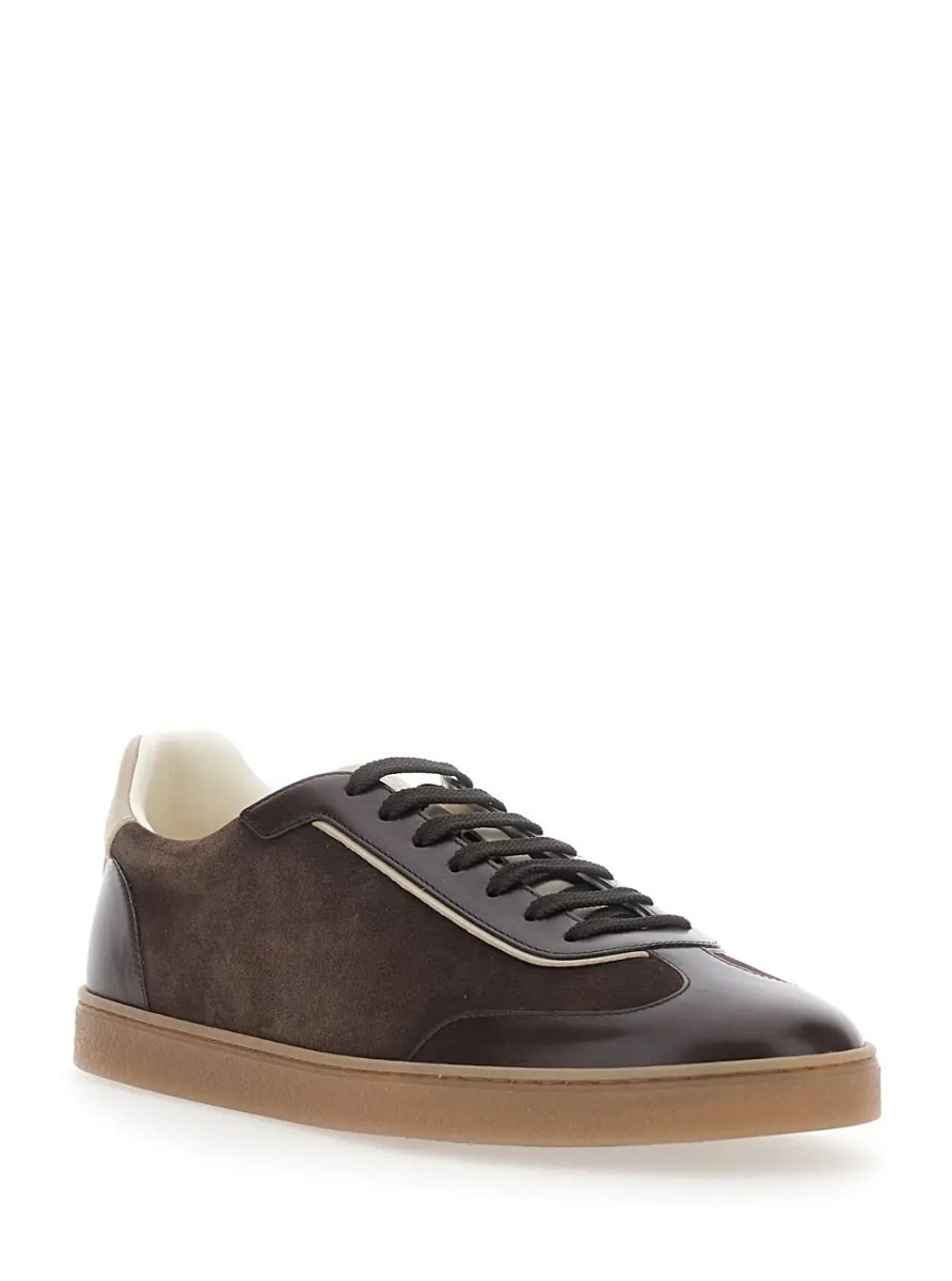 Sneakers brown Sneakers with embossed logo on the heel in leather for men - Img 2