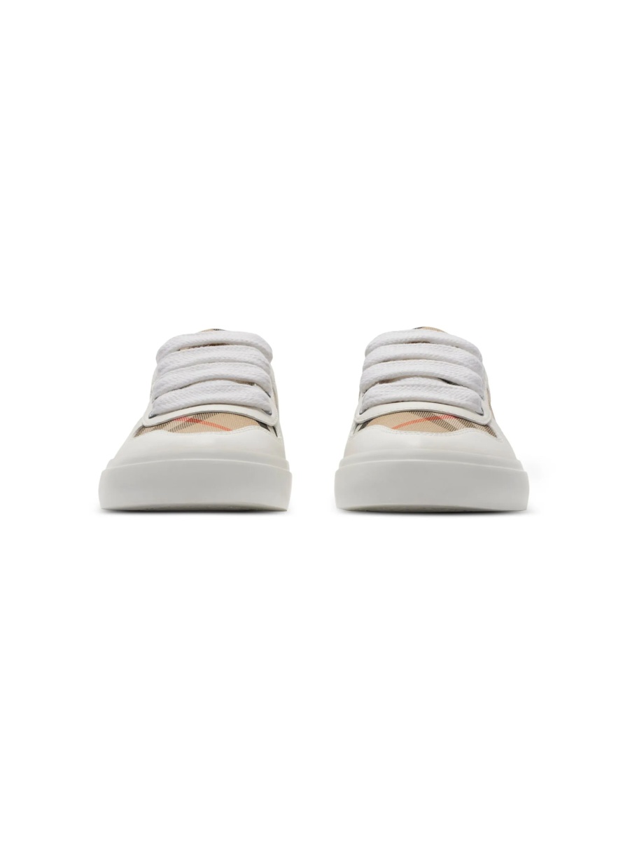 Sneakers Burberry albi din piele si bumbac - Img 2