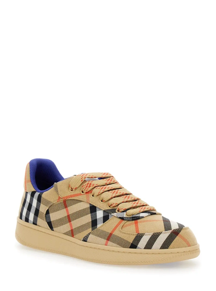 Sneakers Burberry 'Check' bej din bumbac si tesatura tehnica - Img 2