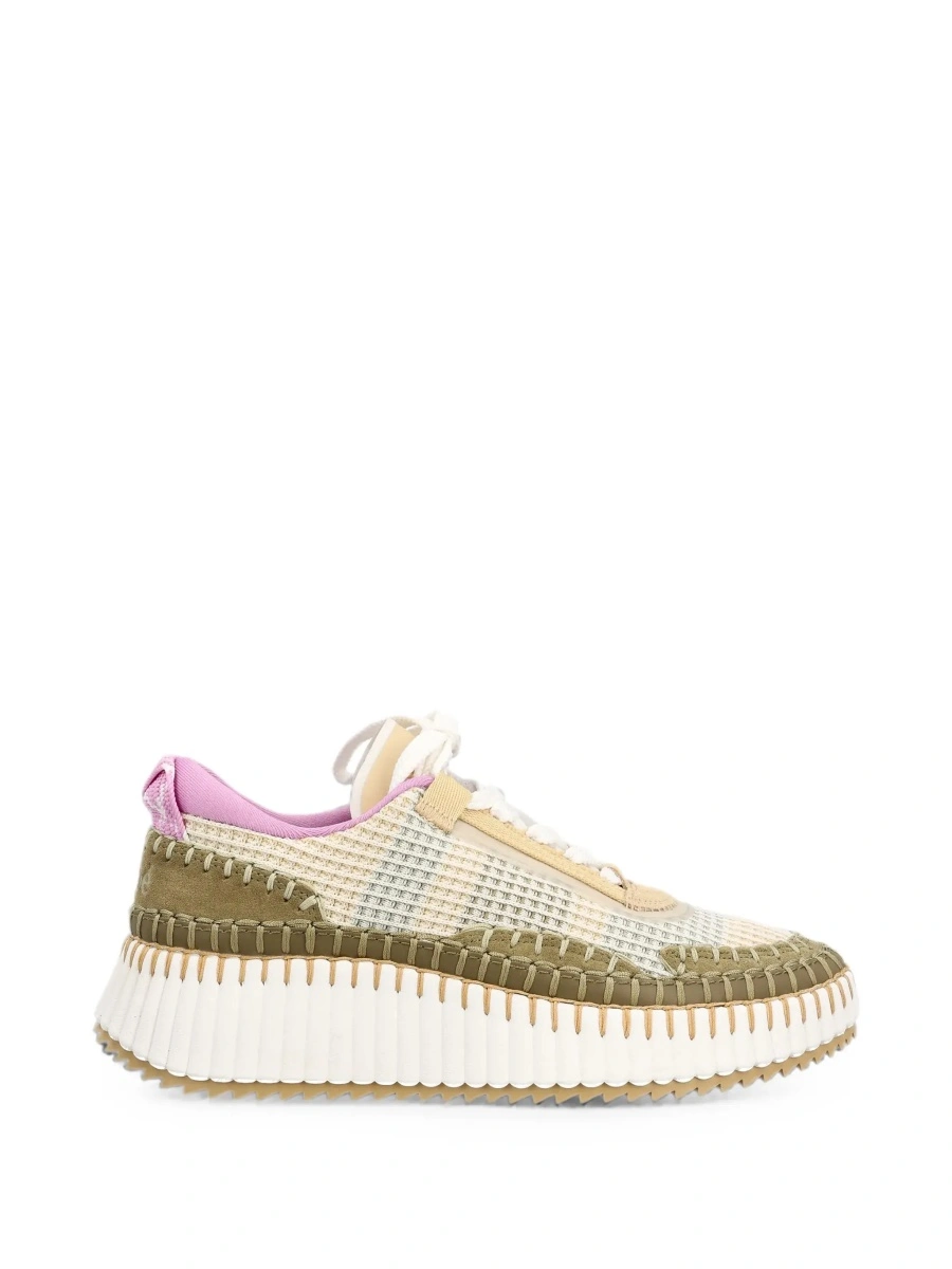 Sneakers Chloe 'Nama' bej din piele intoarsa - Img 8