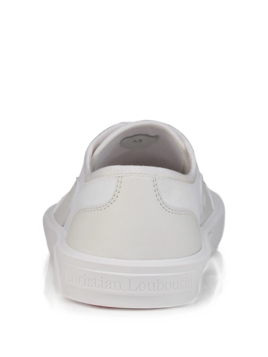 Sneakers Christian Louboutin albi din bumbac si piele - Img 3