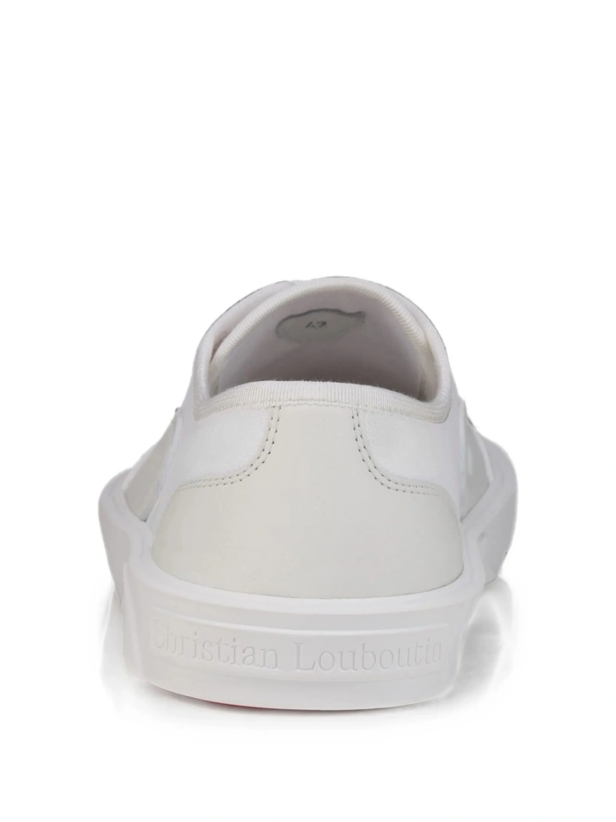 Sneakers Christian Louboutin albi din bumbac si piele - Img 3
