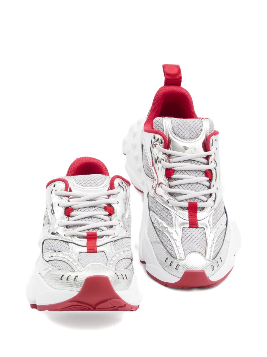 Sneakers Christian Louboutin argintii din piele si material textil - Img 3