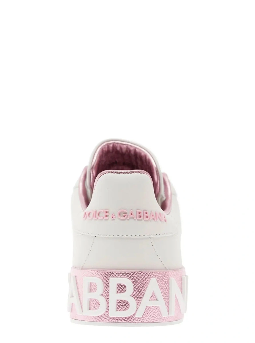 Sneakers Dolce &amp; Gabbana 'Portofino' albi din piele - Img 4