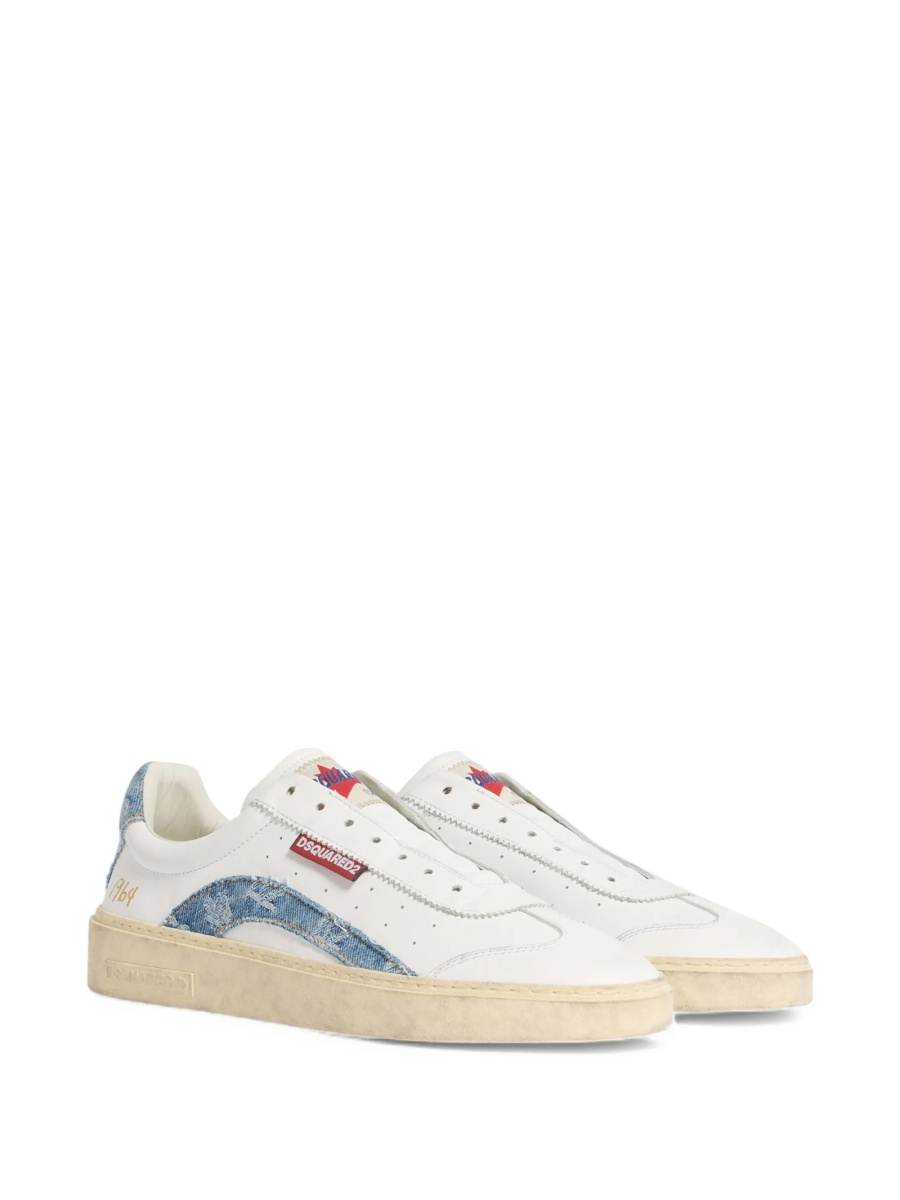 Sneakers DSQUARED2 albi din material textil si piele - Img 2
