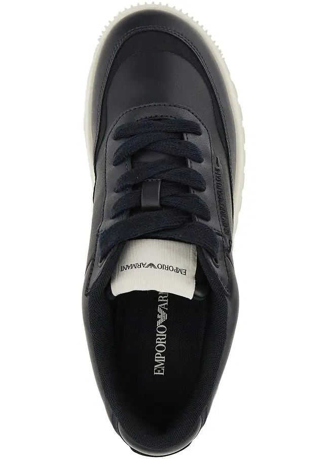 Sneakers Emporio Armani albastri din piele - Img 4