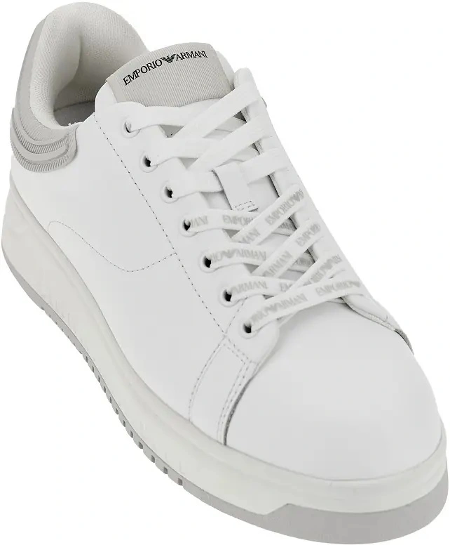 Sneakers Emporio Armani albi din piele - Img 2