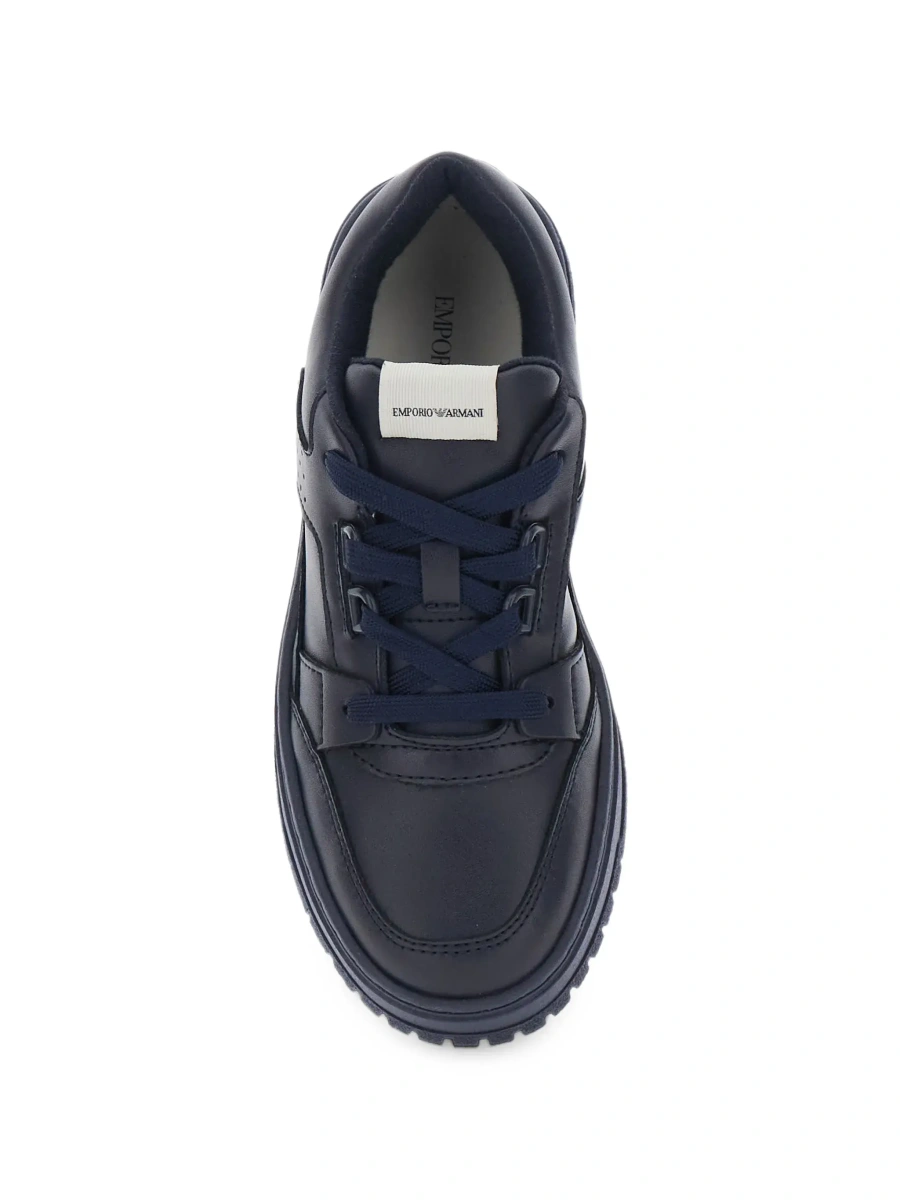 Sneakers EMPORIO ARMANI KIDS albastri din piele - Img 7