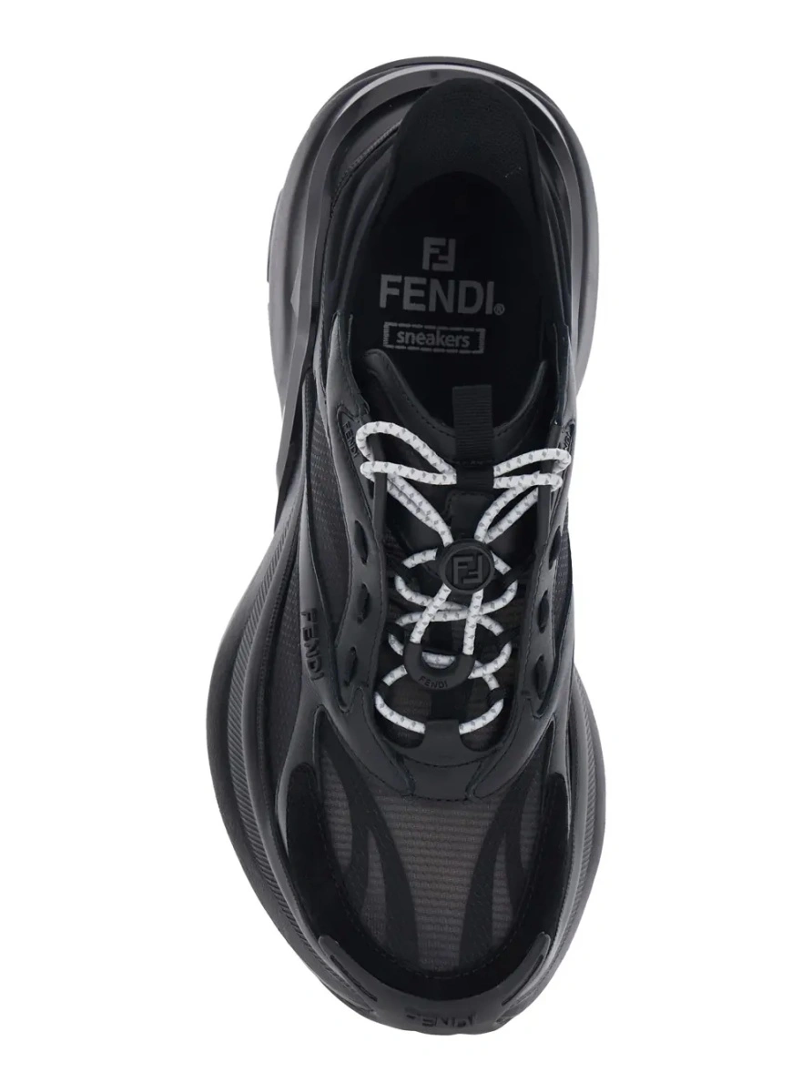 Sneakers Fendi negri din mesh si piele - Img 4