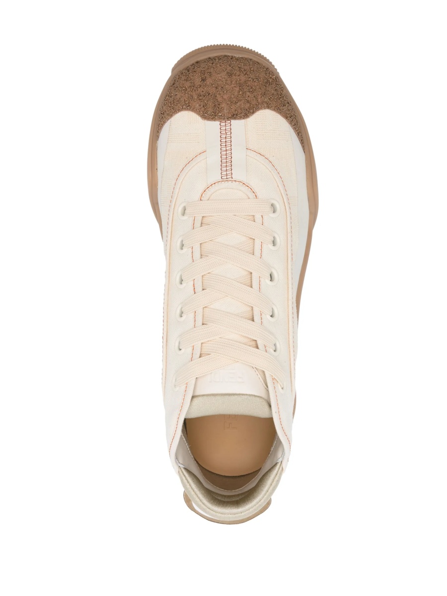 Sneakers Fendi neutri din cauciuc si piele intoarsa - Img 4