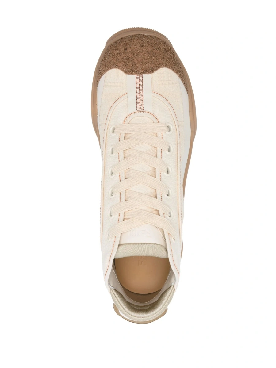 Sneakers Fendi neutri din cauciuc si piele intoarsa - Img 4