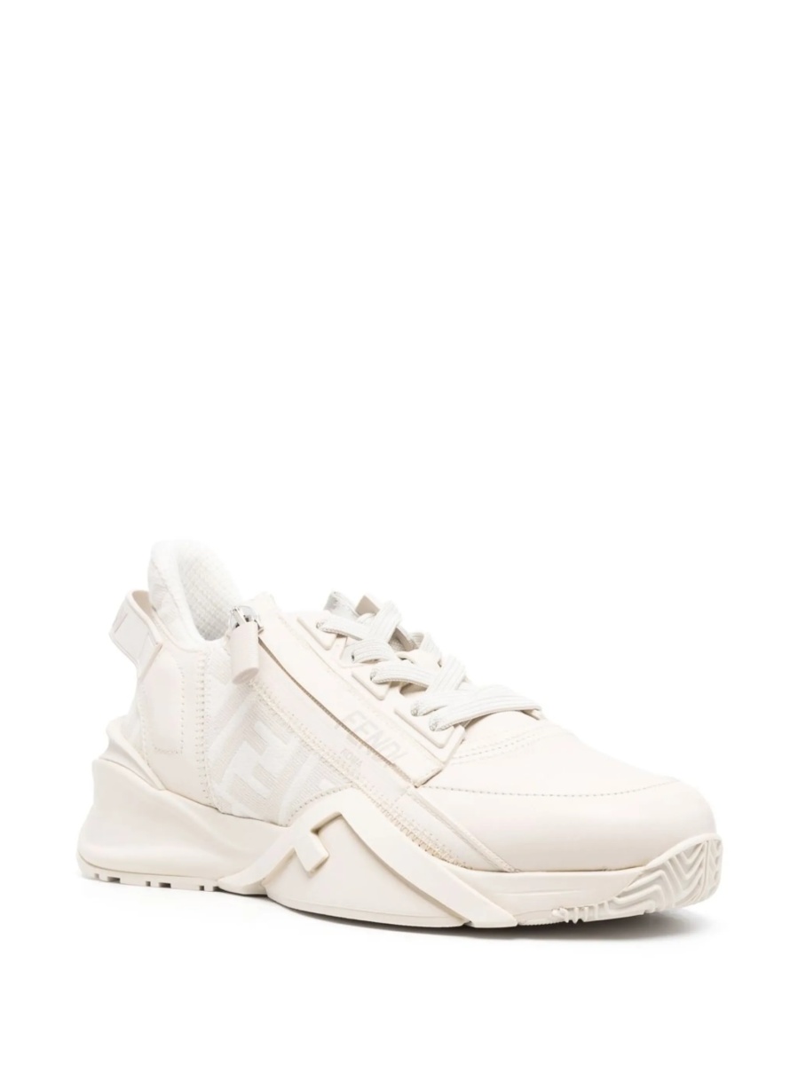 Sneakers Fendi neutri din material textil si piele - Img 2