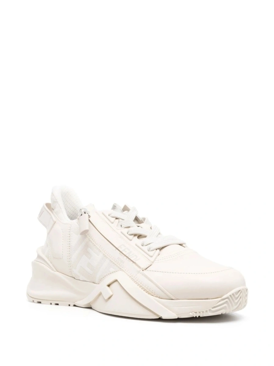 Sneakers Fendi neutri din material textil si piele - Img 2