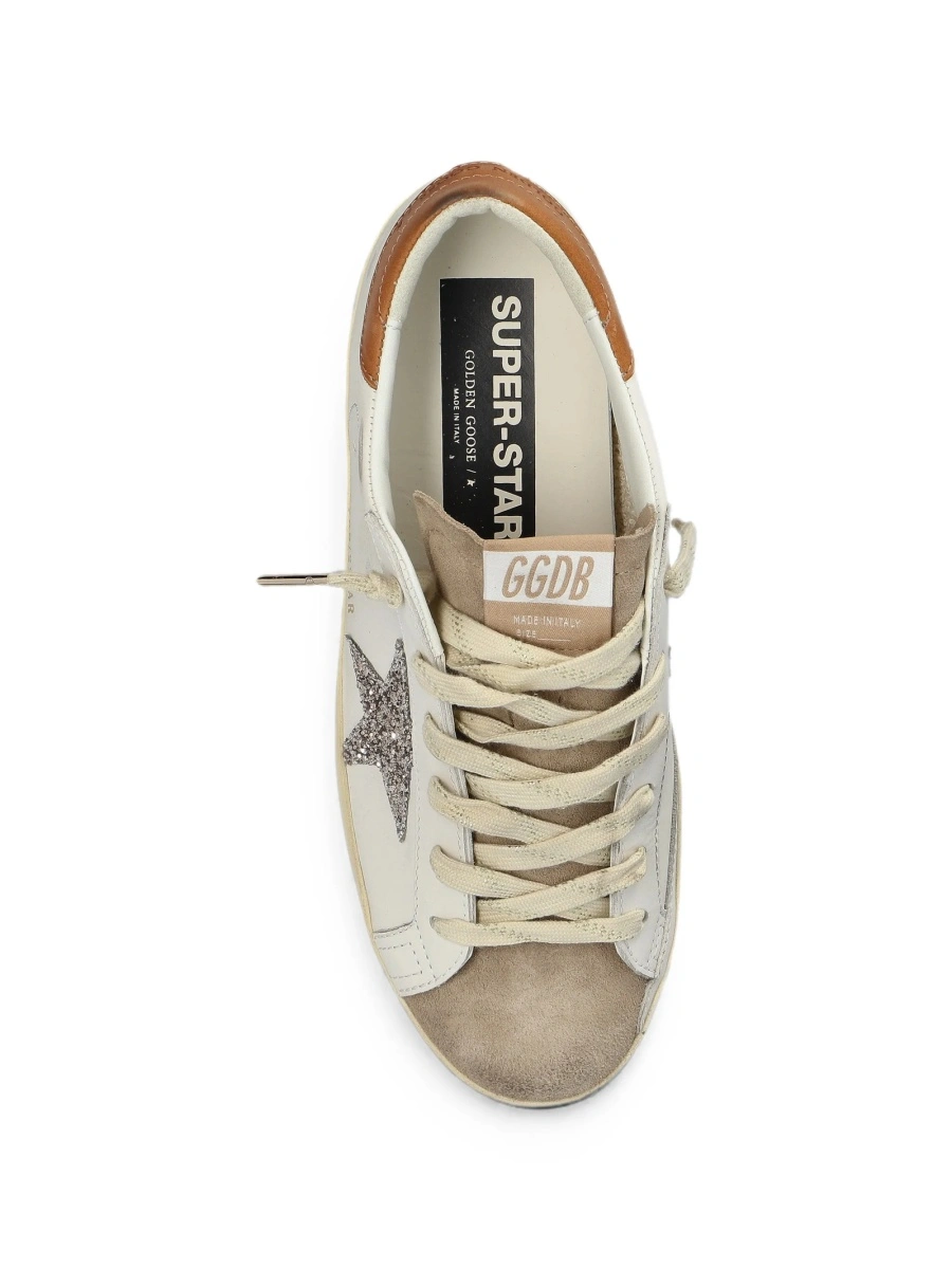 Sneakers Golden Goose albi din piele si material textil - Img 3