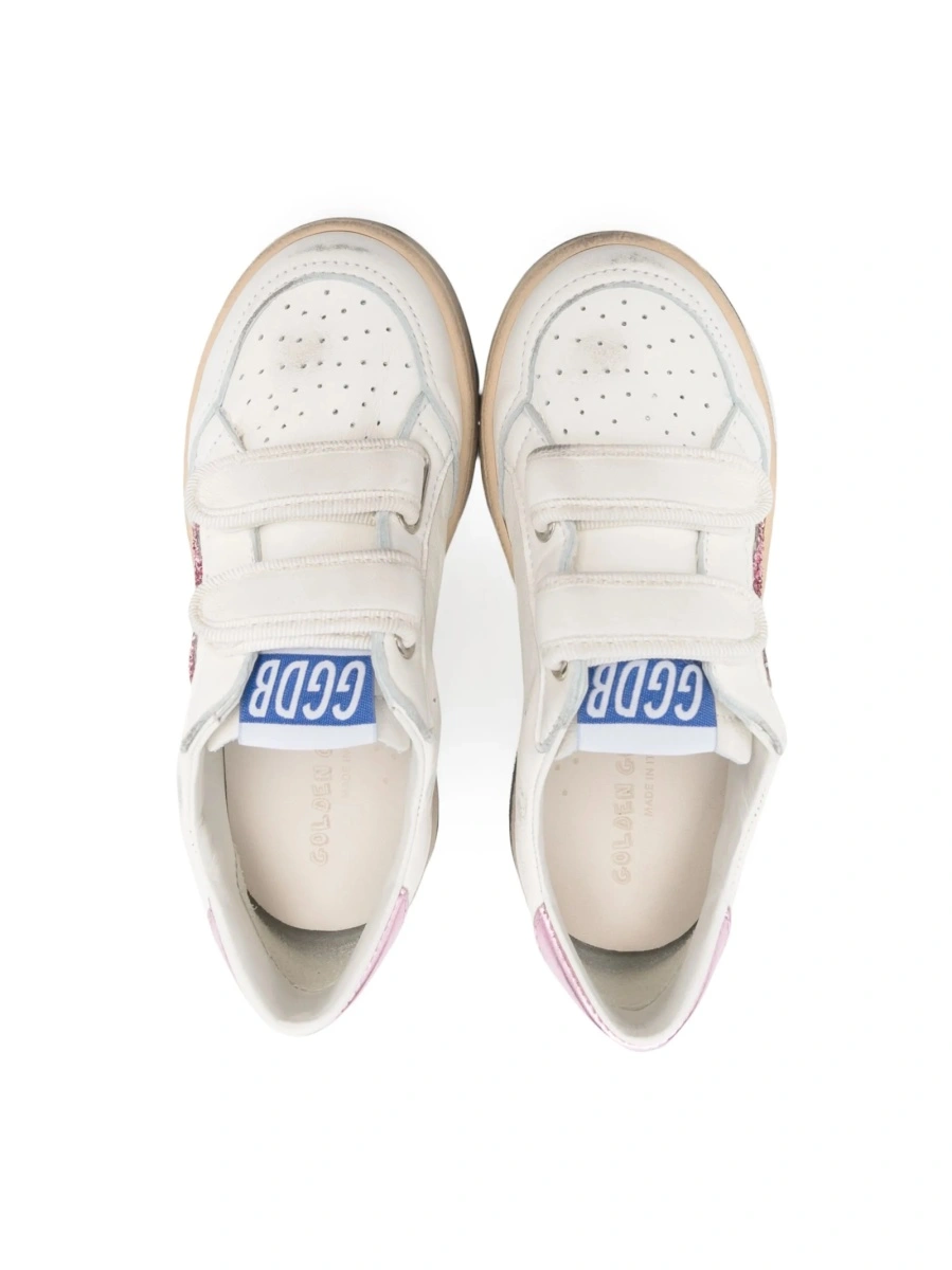 Sneakers Golden Goose albi din polyester si piele - Img 3