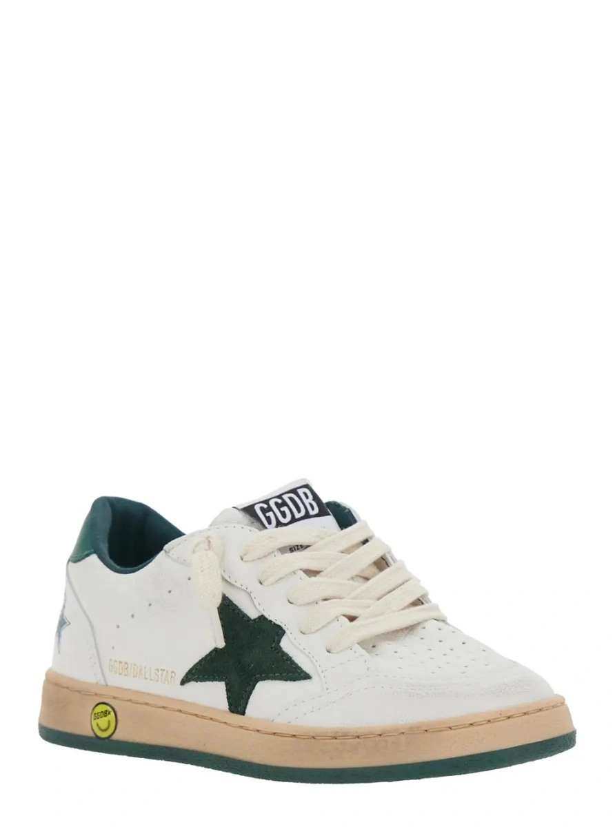 Sneakers GOLDEN GOOSE KIDS albi din piele 'Ballstar' - Img 2
