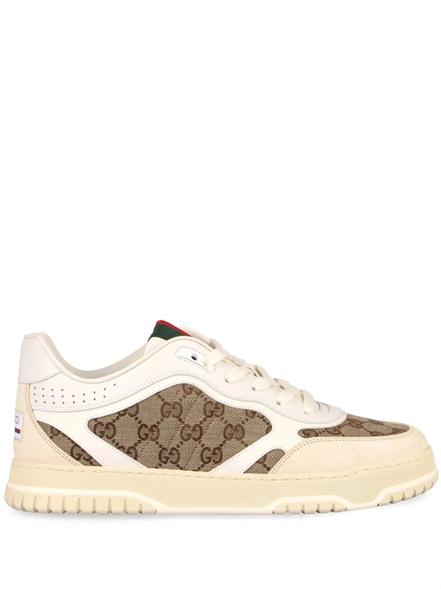 Sneakers Gucci albi din piele si tesatura tehnica - Img 9