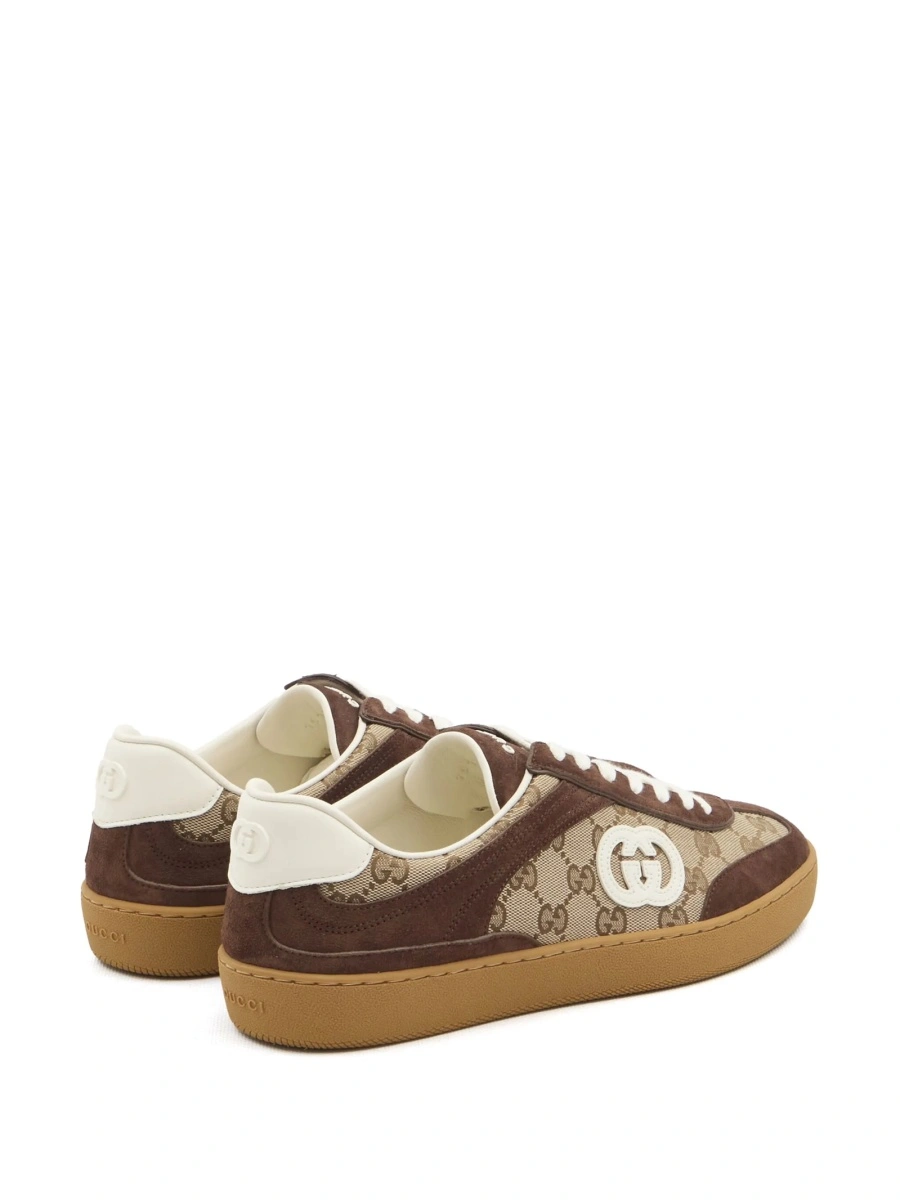 Sneakers Gucci maro din piele intoarsa si material textil - Img 3