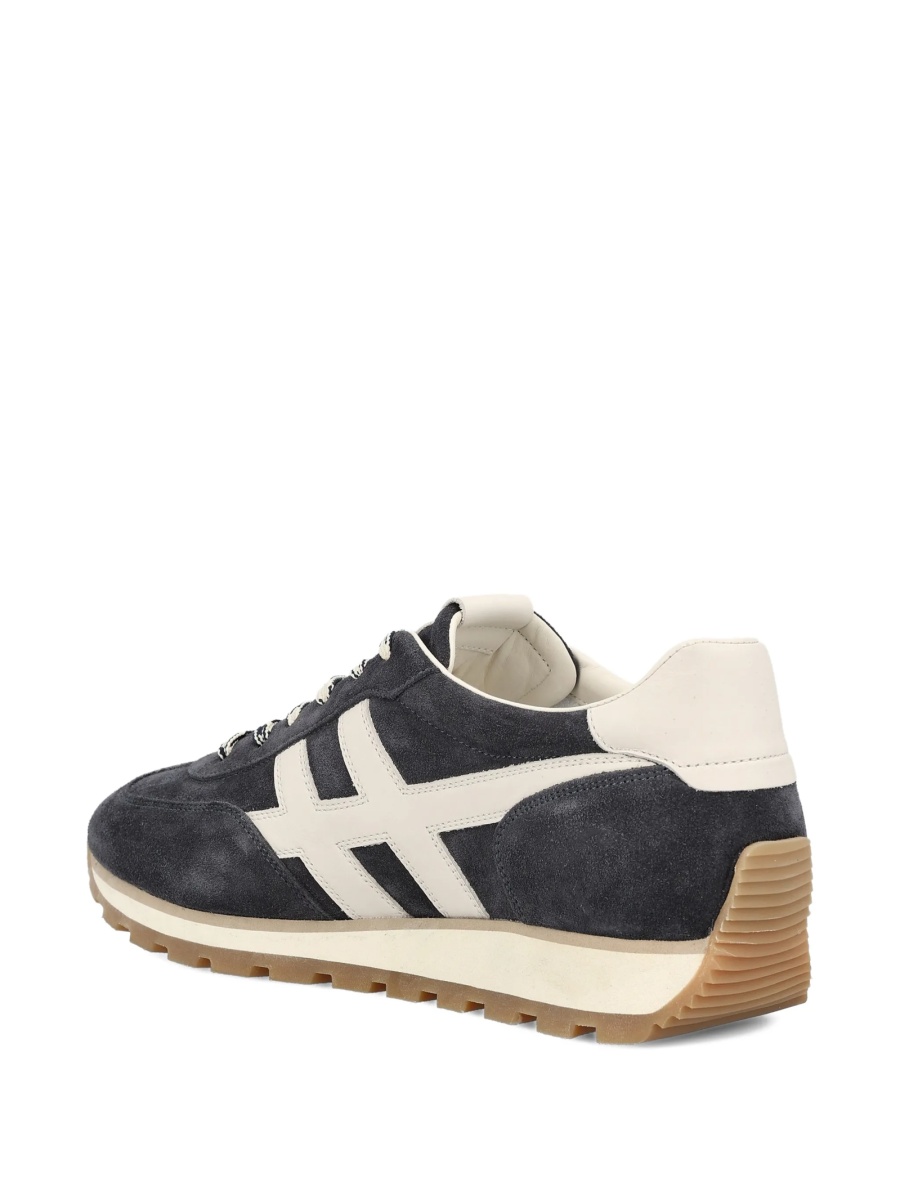 Sneakers Hogan albastri din piele si piele intoarsa - Img 4