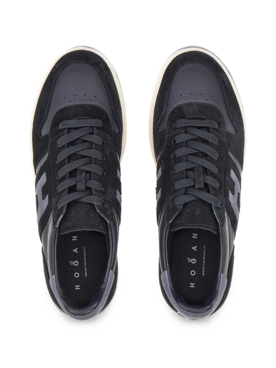 Sneakers Hogan albastri din piele si piele intoarsa - Img 3