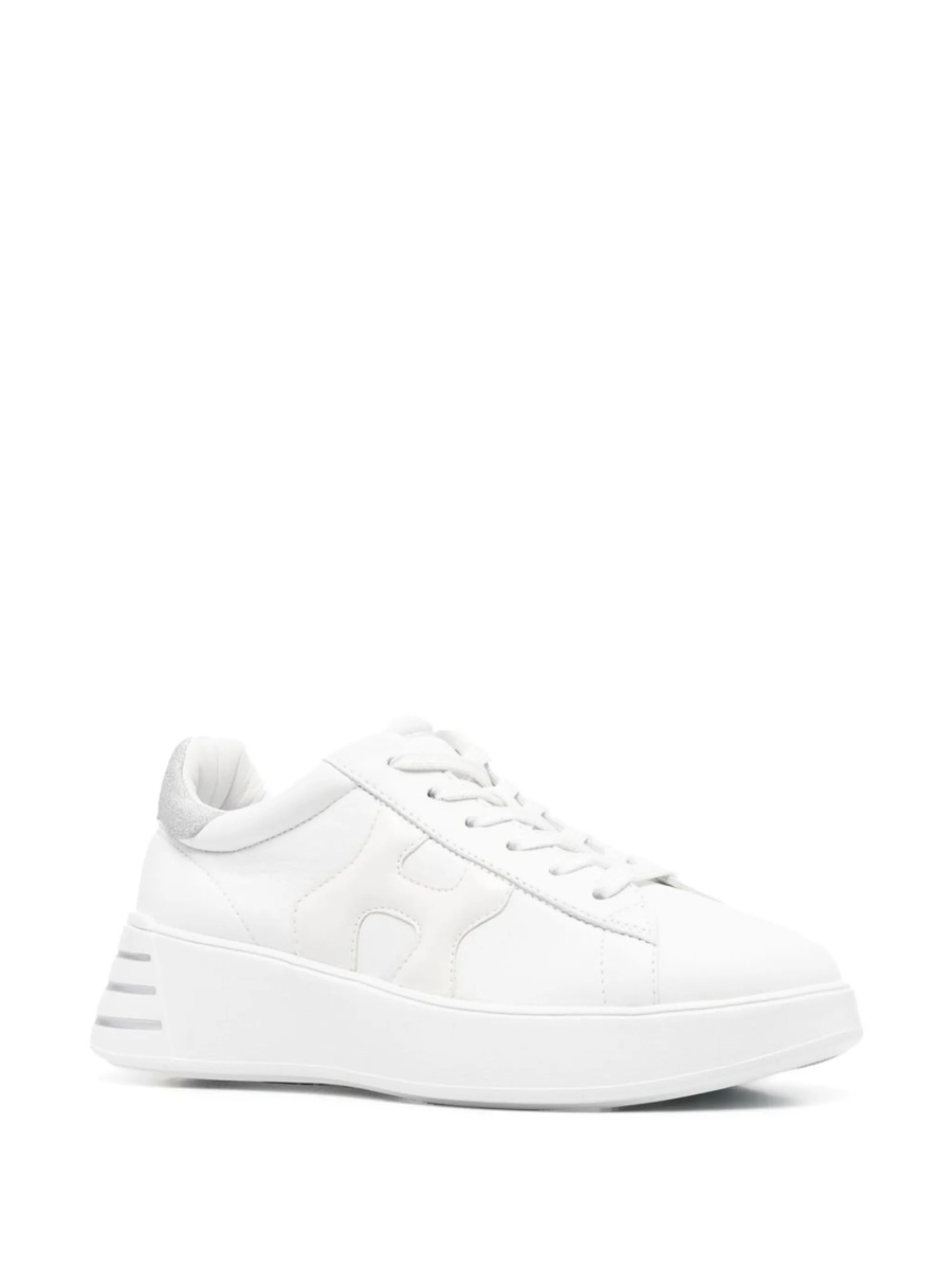 Sneakers Hogan albi din material textil si piele - Img 2