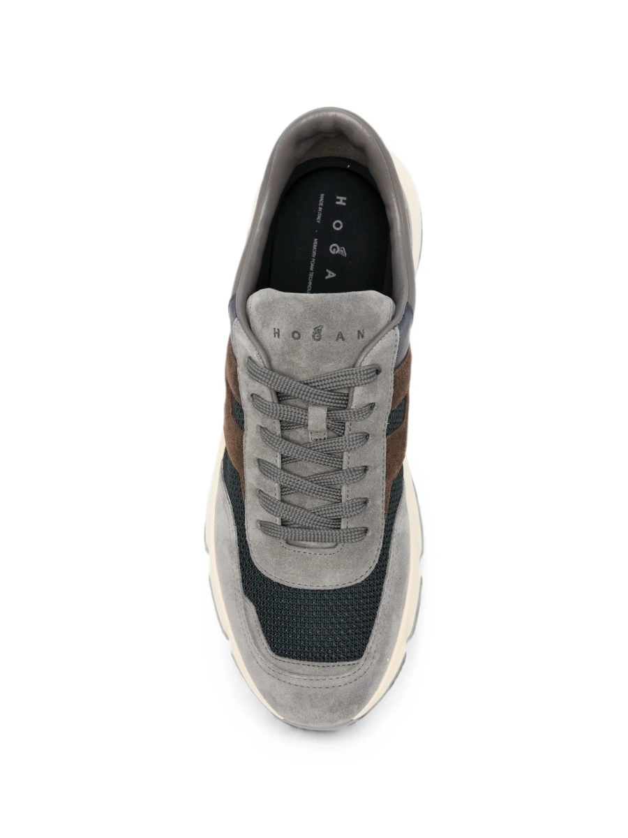 Sneakers Hogan gri din piele si piele intoarsa - Img 4