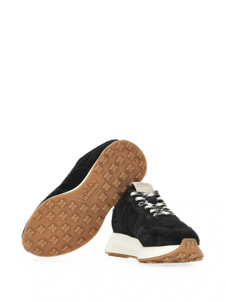 Sneakers Hogan negri din piele intoarsa si piele - Img 5