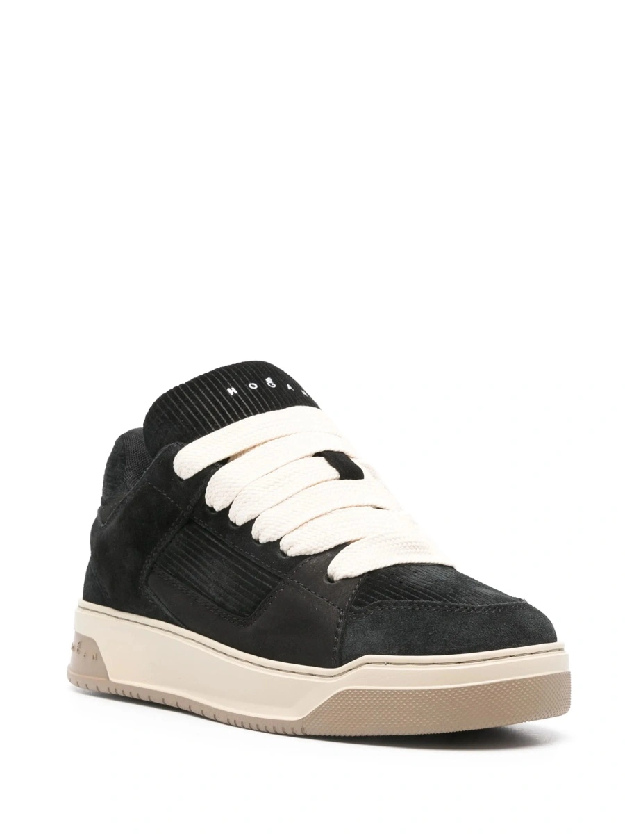 Sneakers Hogan negri din piele si piele intoarsa - Img 2