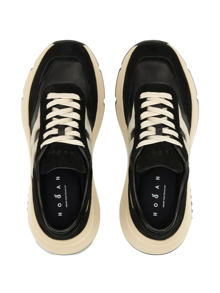 Sneakers Hogan negri din piele si piele intoarsa - Img 5