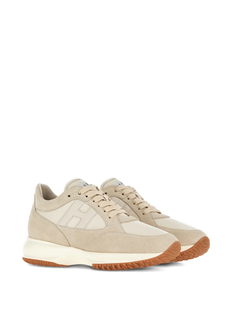 Sneakers Hogan neutri din piele intoarsa si piele - Img 2