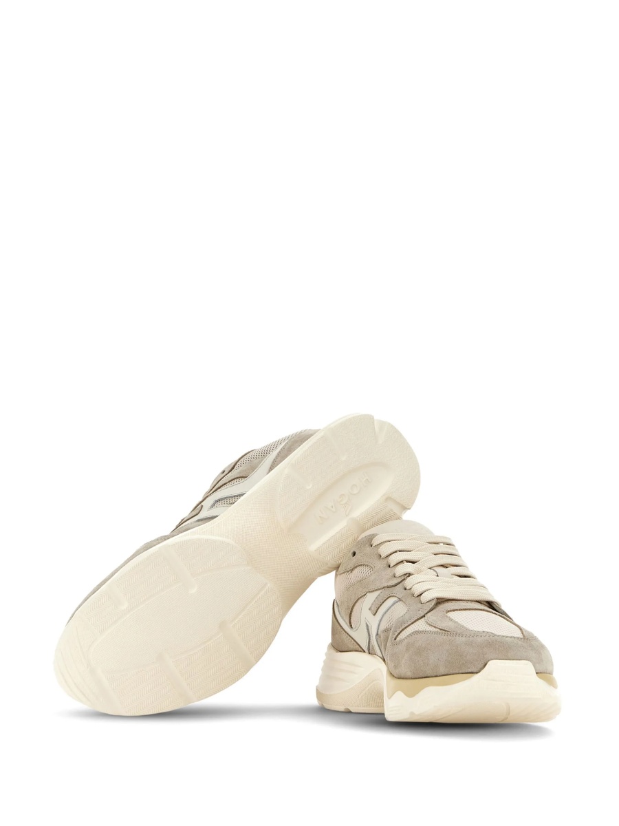 Sneakers Hogan neutri din piele si piele intoarsa - Img 4