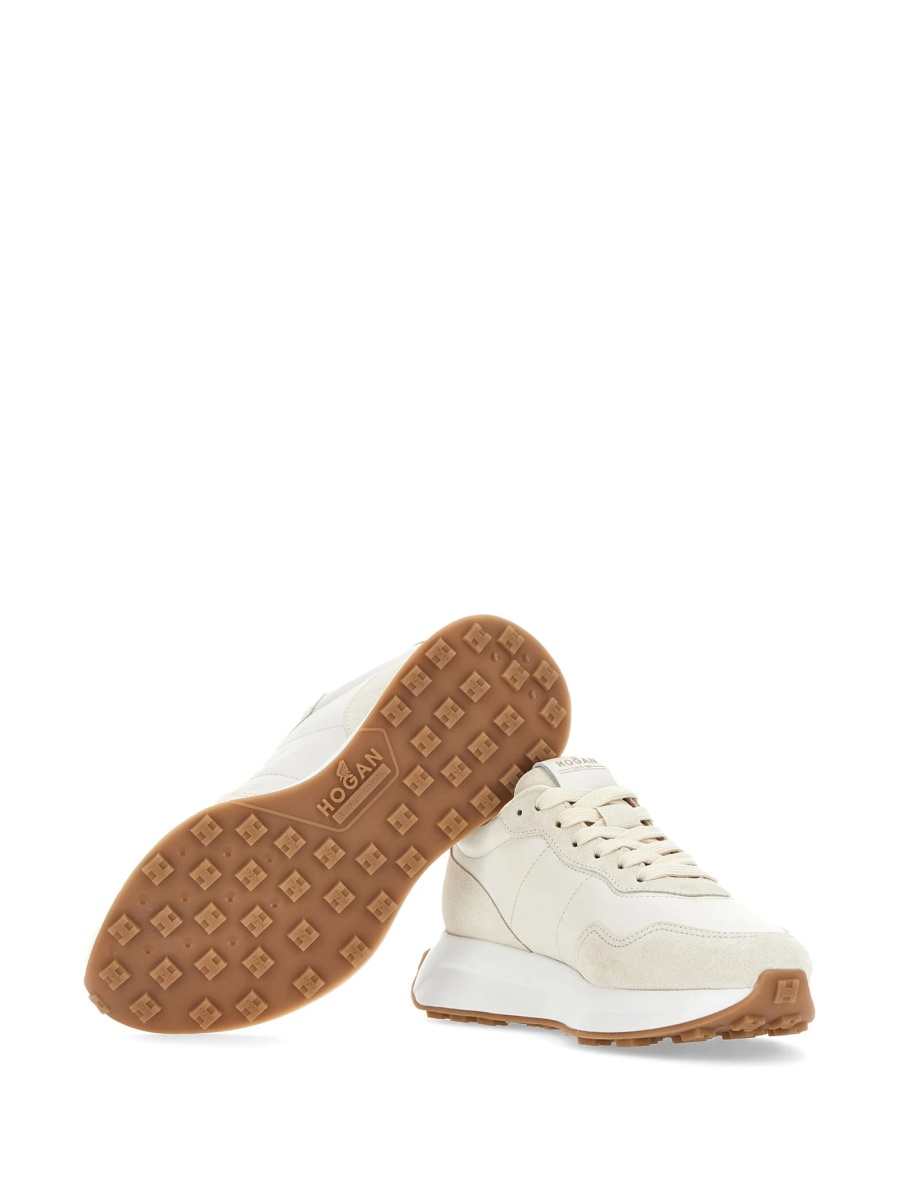 Sneakers Hogan neutri din piele si piele intoarsa - Img 5