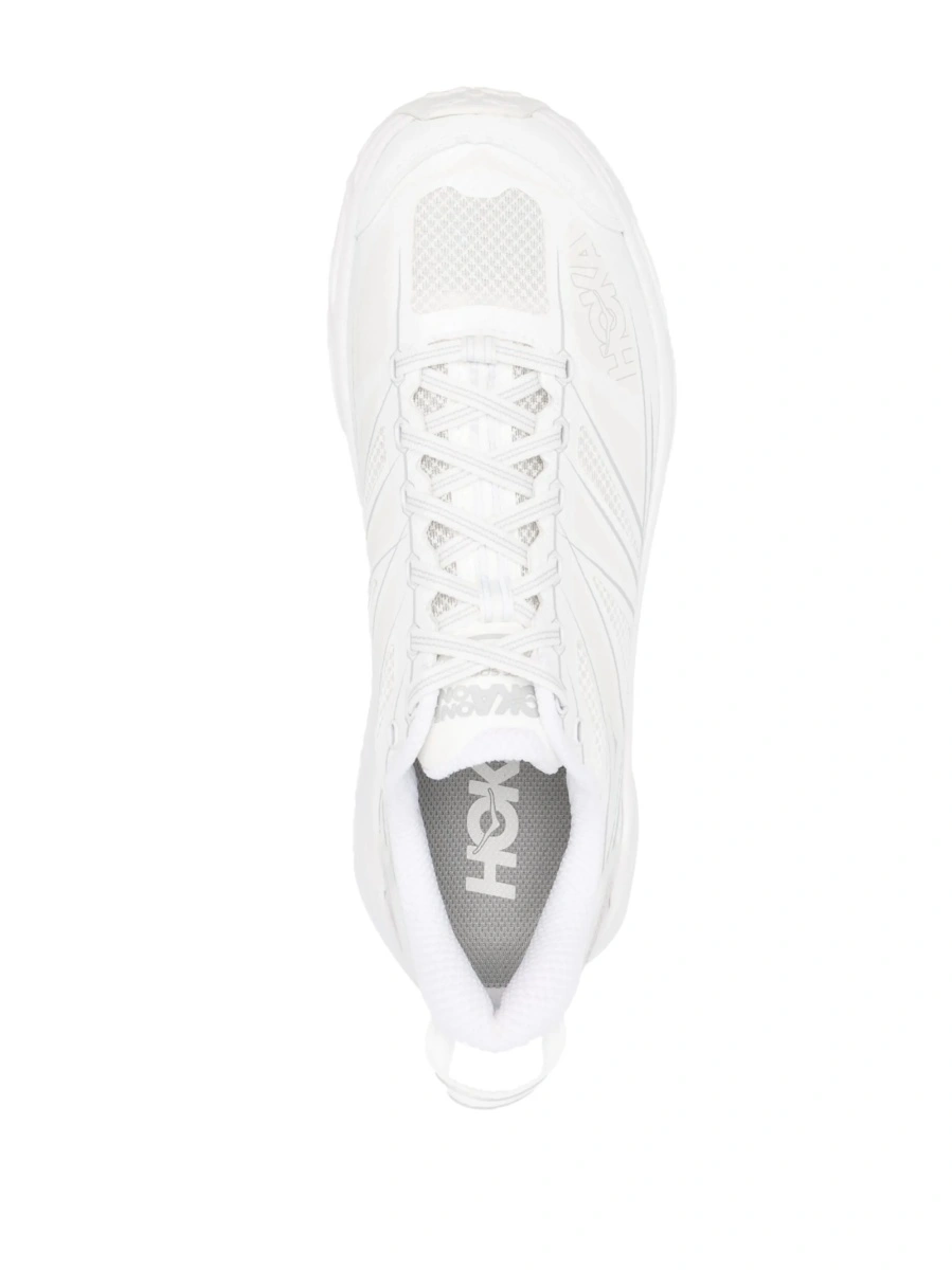 Sneakers Hoka One One albi din piele si material textil - Img 4