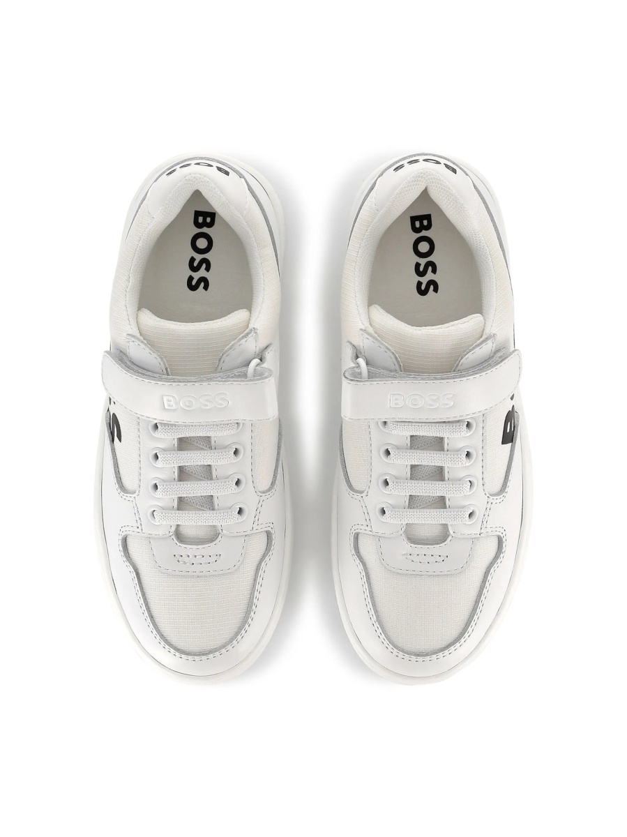Sneakers Hugo Boss albi din piele si material textil - Img 5