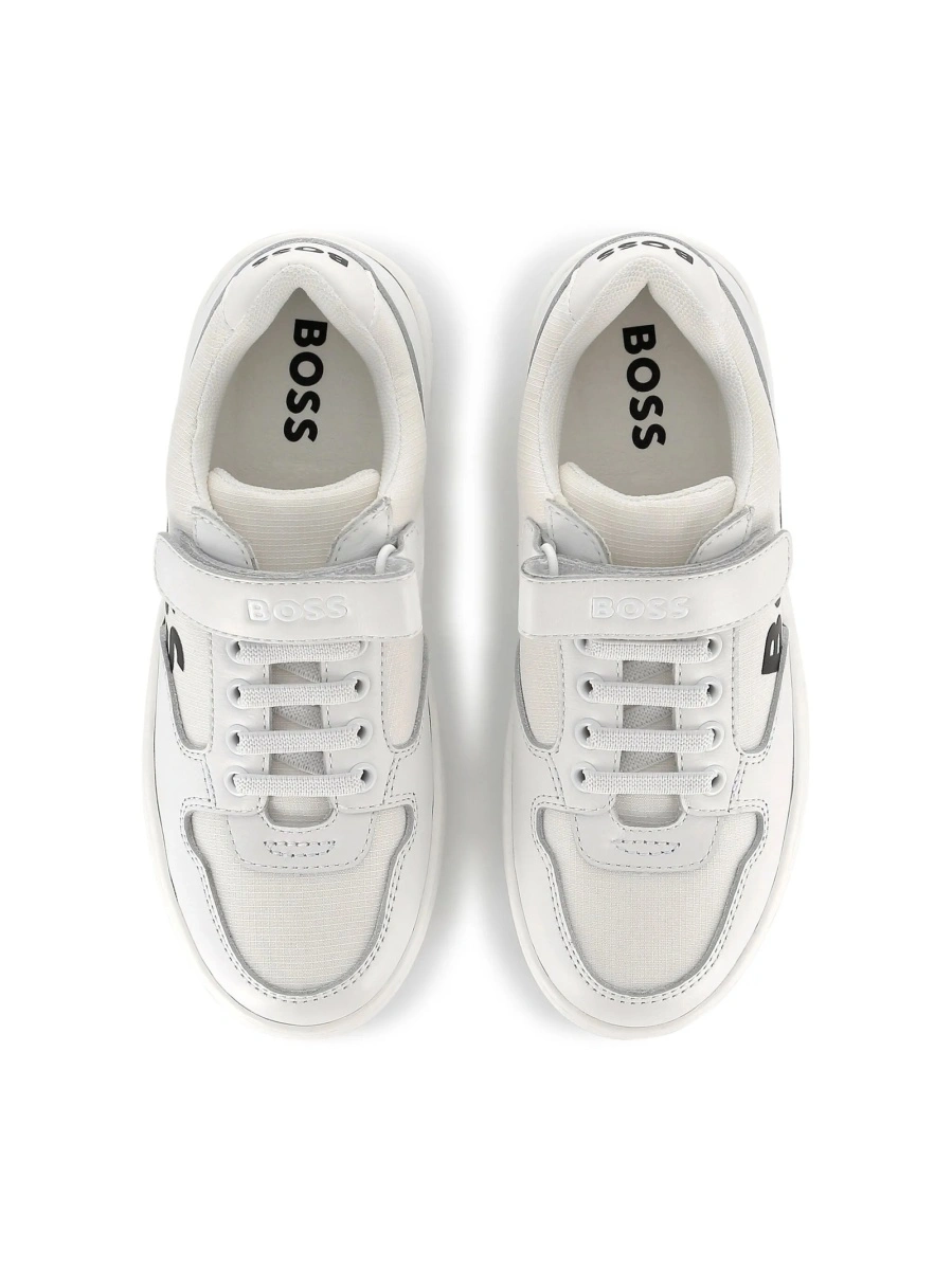 Sneakers Hugo Boss albi din piele si material textil - Img 5
