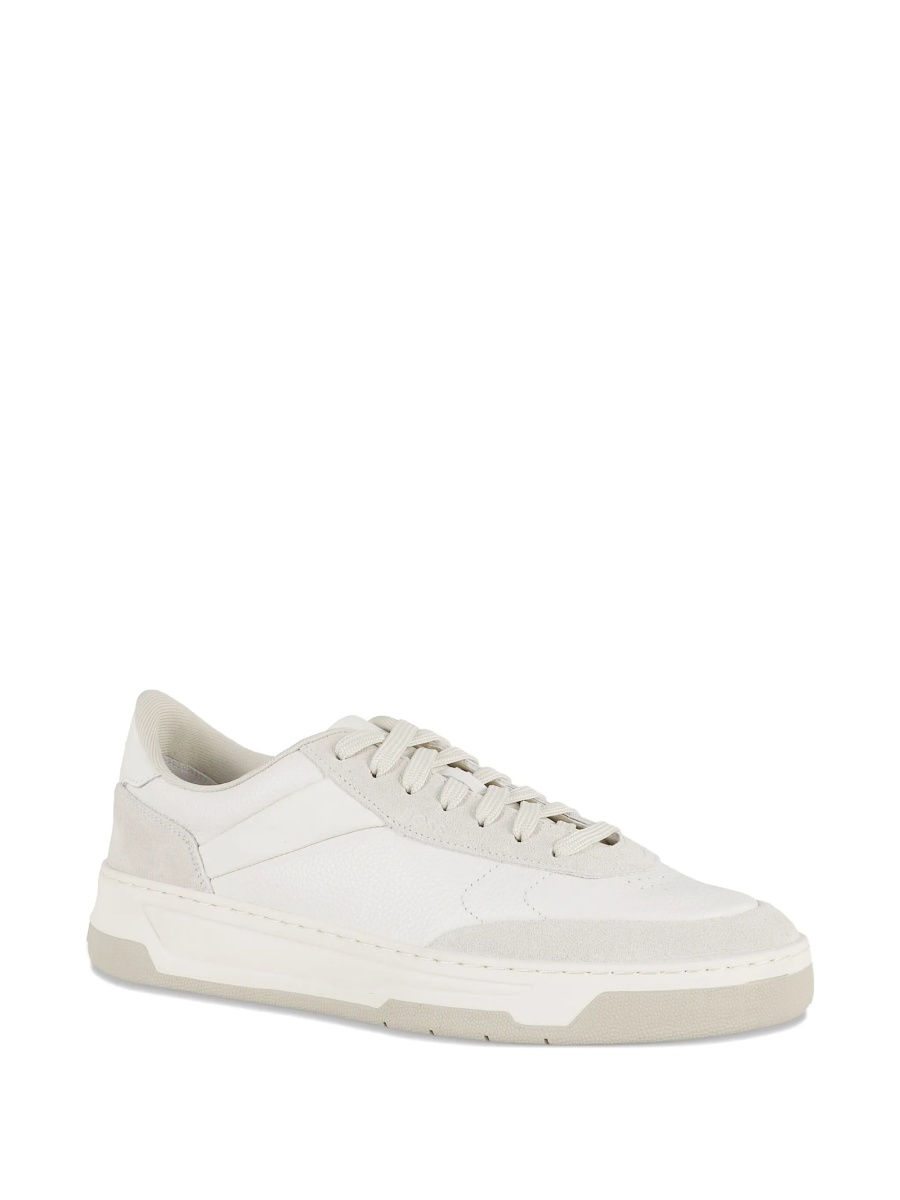 Sneakers Hugo Boss albi din piele si piele intoarsa - Img 2