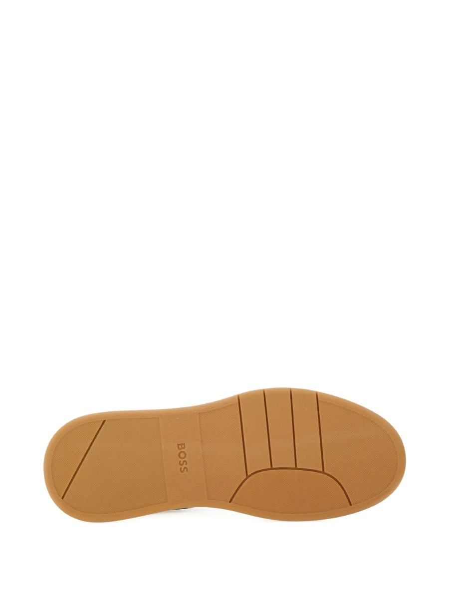 Sneakers Hugo Boss neutri din piele si piele intoarsa - Img 5