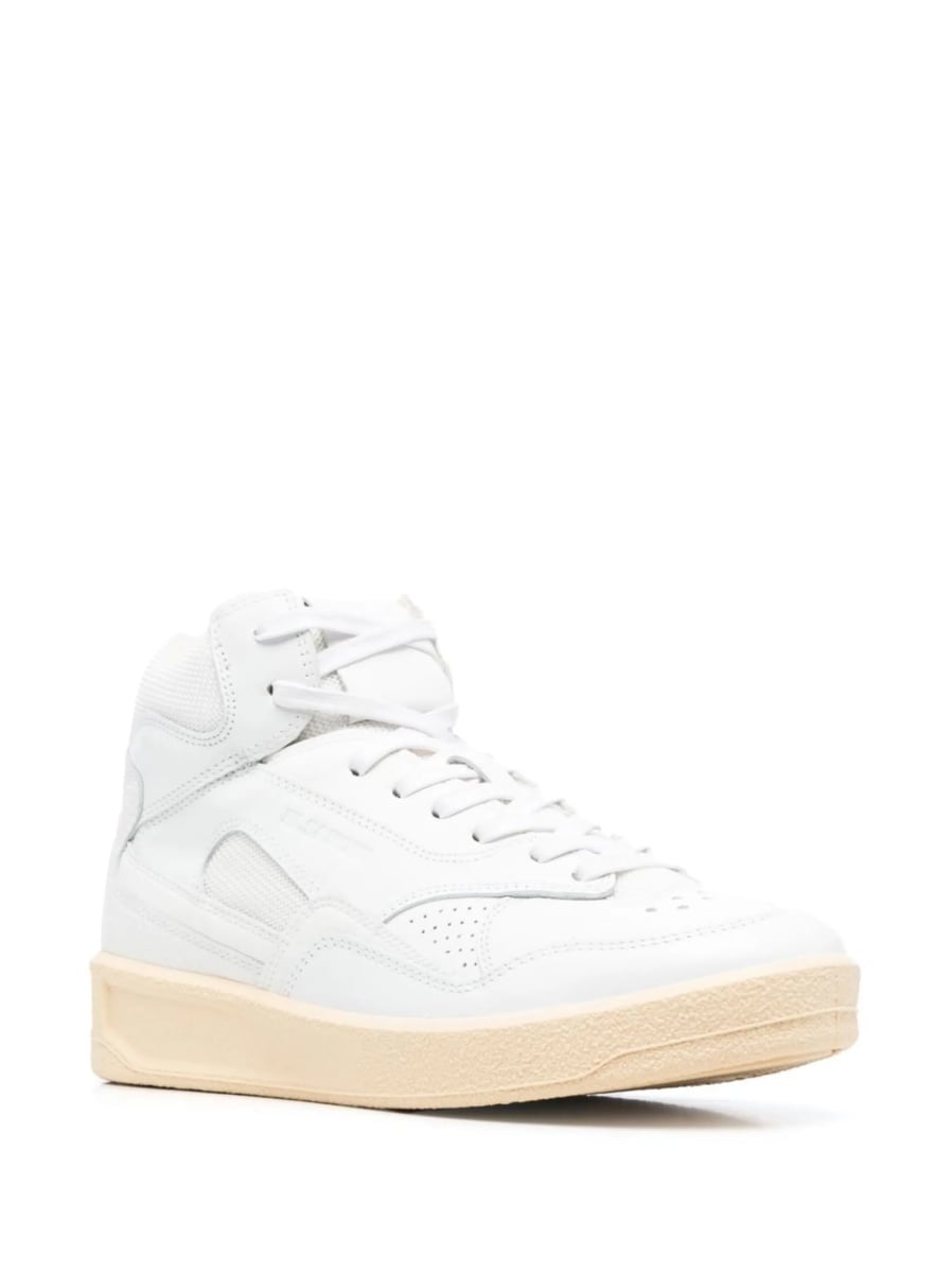 Sneakers Jil Sander albi din piele si material textil - Img 2