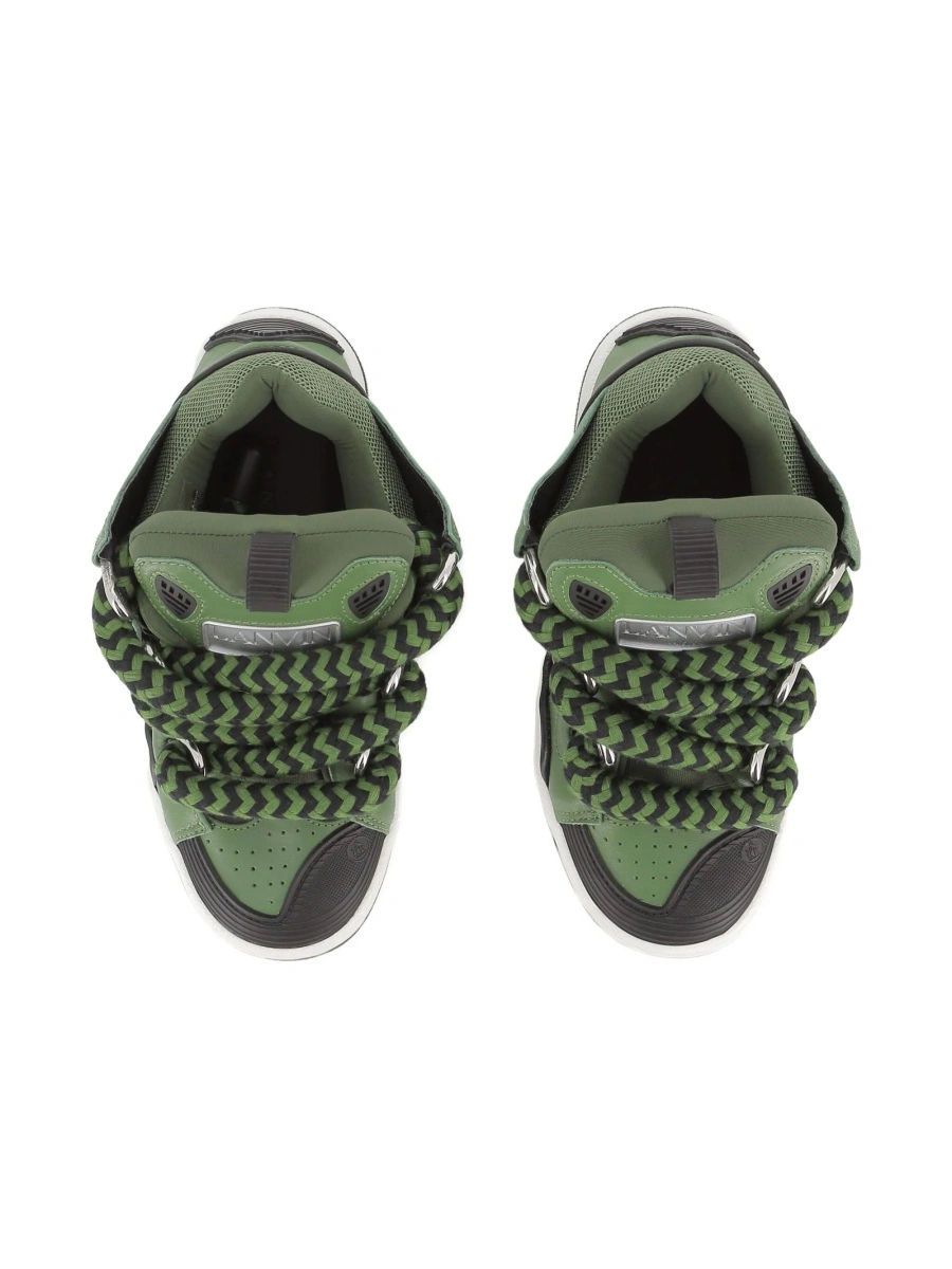 Sneakers Lanvin verzi din piele si fibre - Img 5