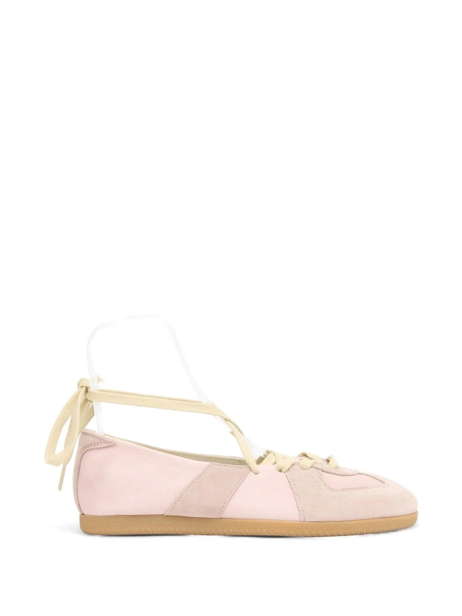 Sneakers Maison Margiela roz din piele si piele intoarsa - Img 9