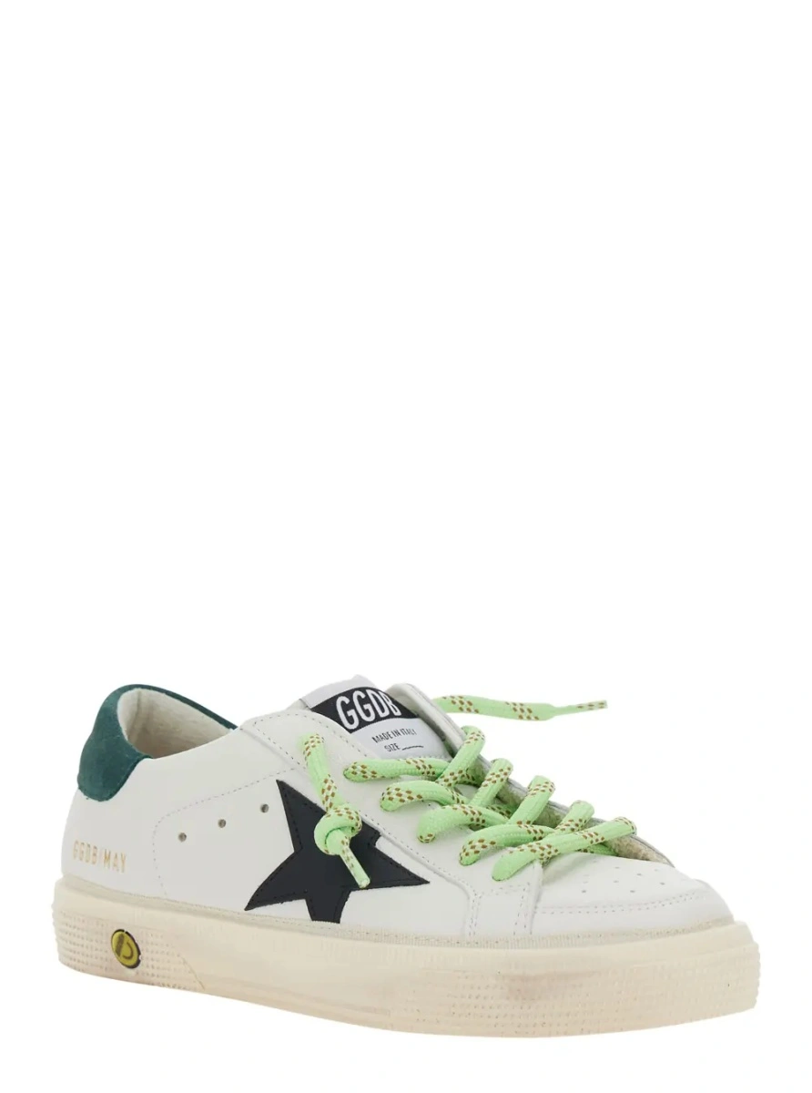 Sneakers 'May' White Low Top Sneaker with Star Patch on the Side and Logo Patch on the Tongue in Leather Boy - Img 2