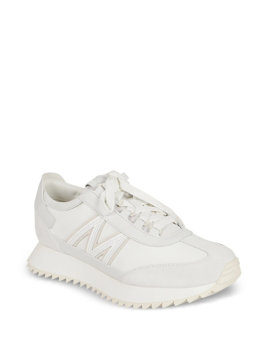 Sneakers Moncler albi din piele intoarsa si material textil - Img 2