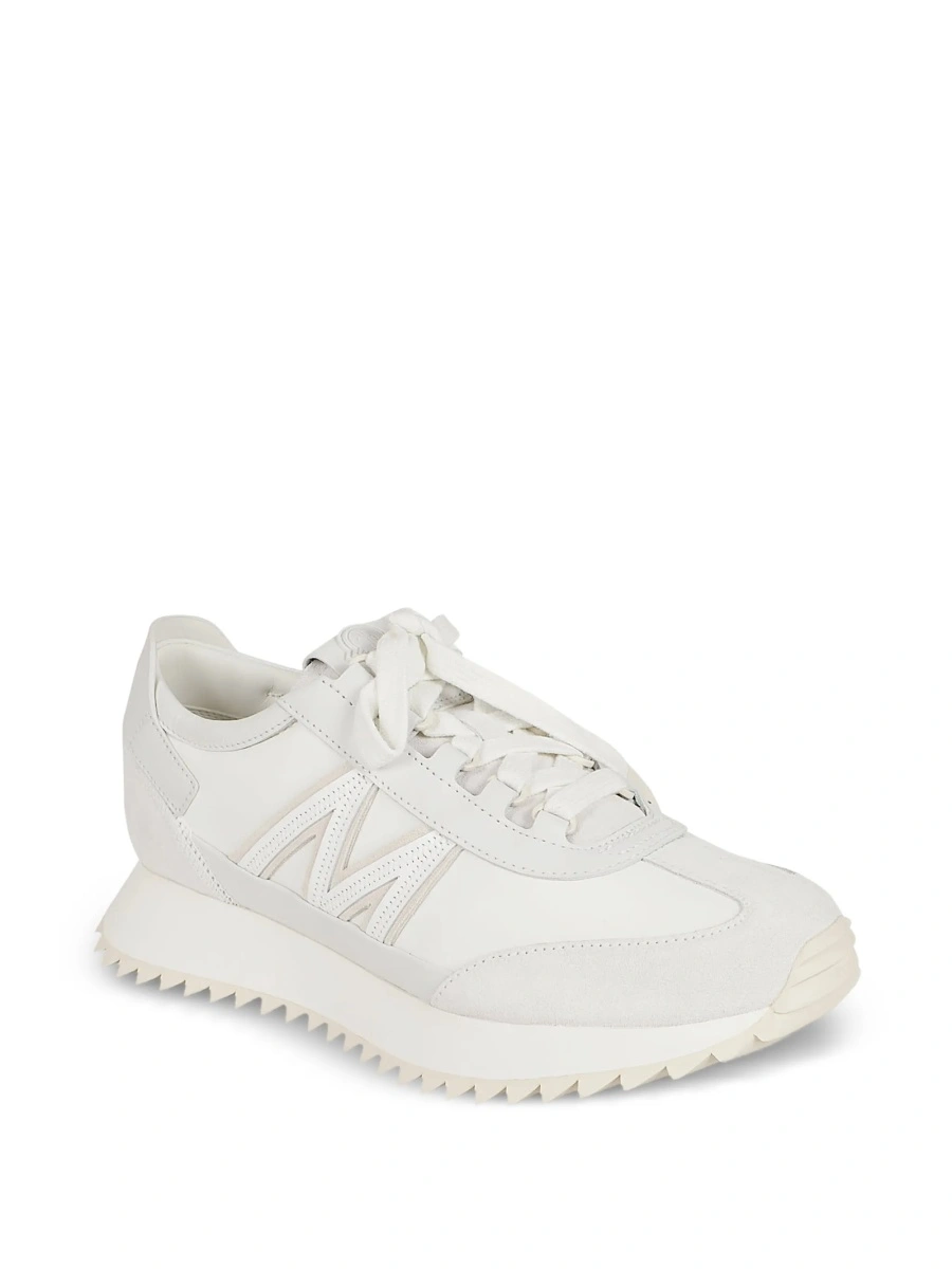 Sneakers Moncler albi din piele intoarsa si material textil - Img 2
