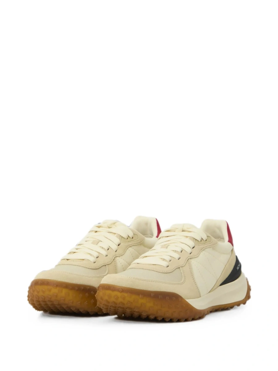Sneakers Moncler bej din piele si material textil - Img 5