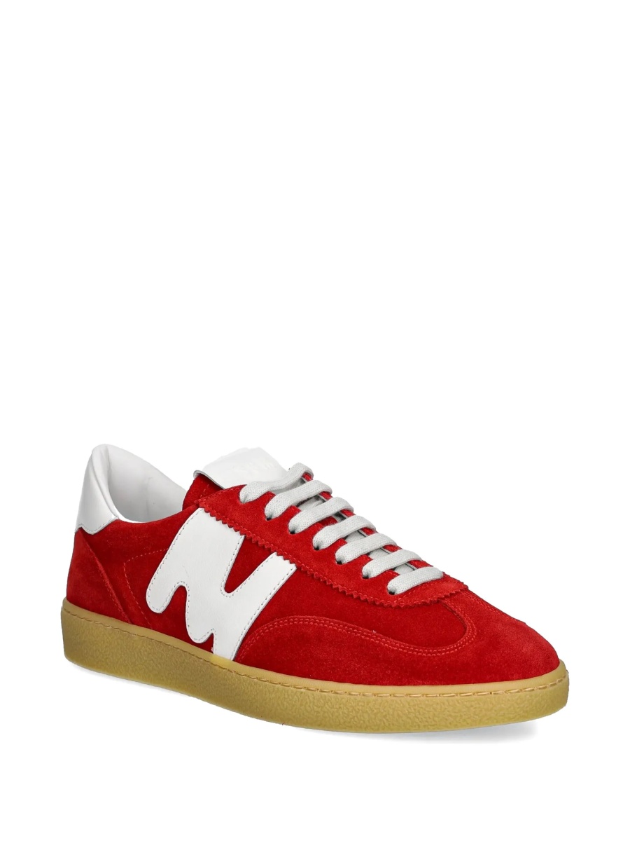Sneakers MSGM rosii din piele intoarsa si piele - Img 2