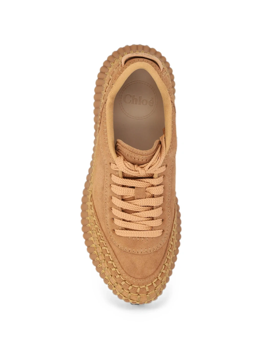Sneakers 'Nama' Beige Sneakers with High Platform and Logo Patch on the Tongue in Suede for Women - Img 6