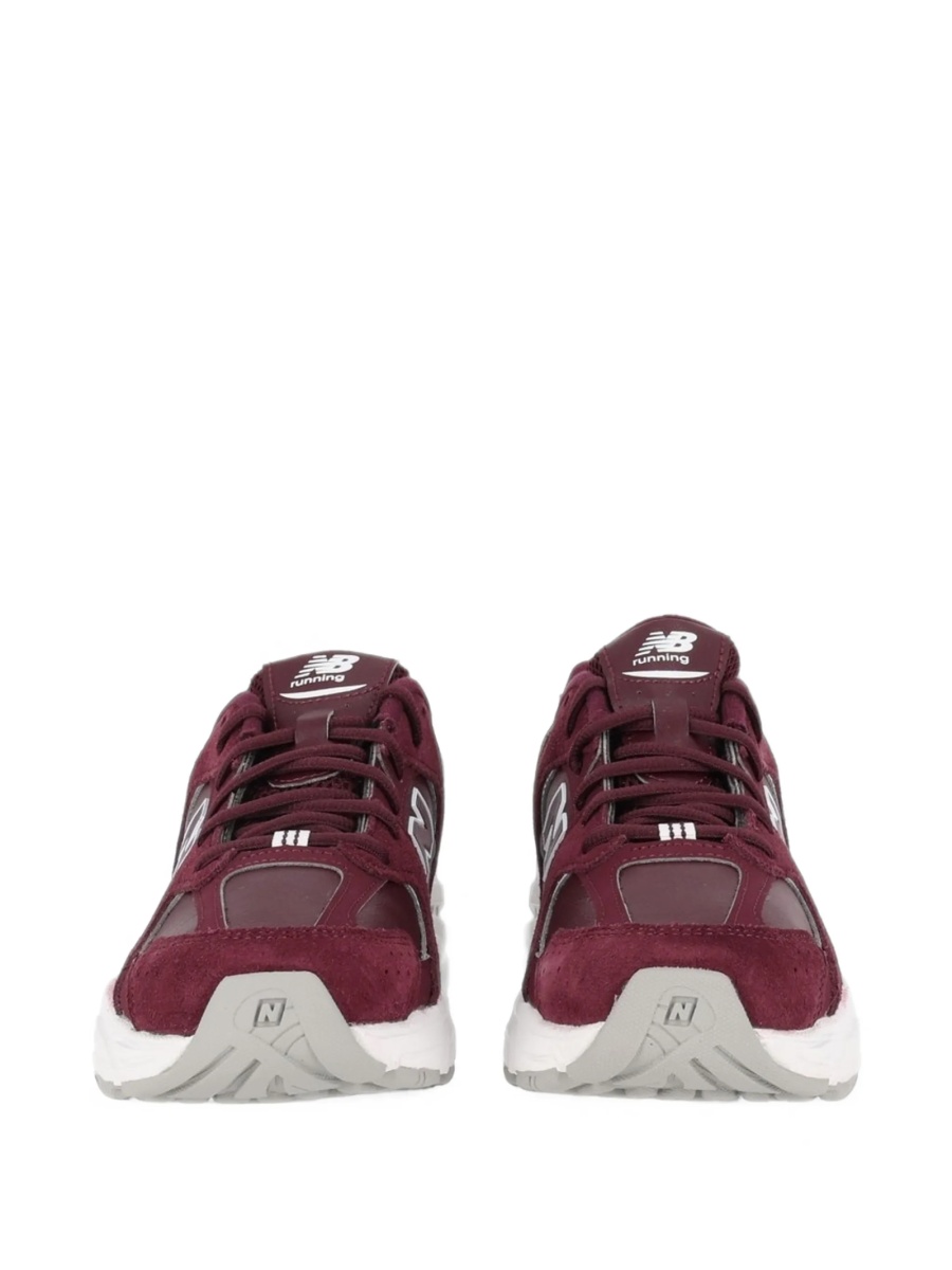 Sneakers New Balance Kids rosii din piele intoarsa si poliuretan - Img 3