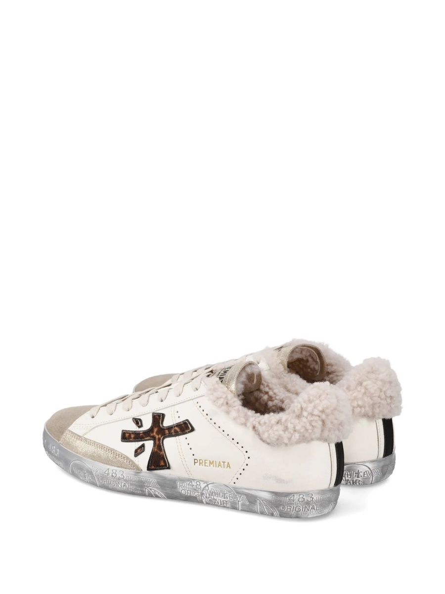 Sneakers Premiata albi din poliuretan si piele - Img 4